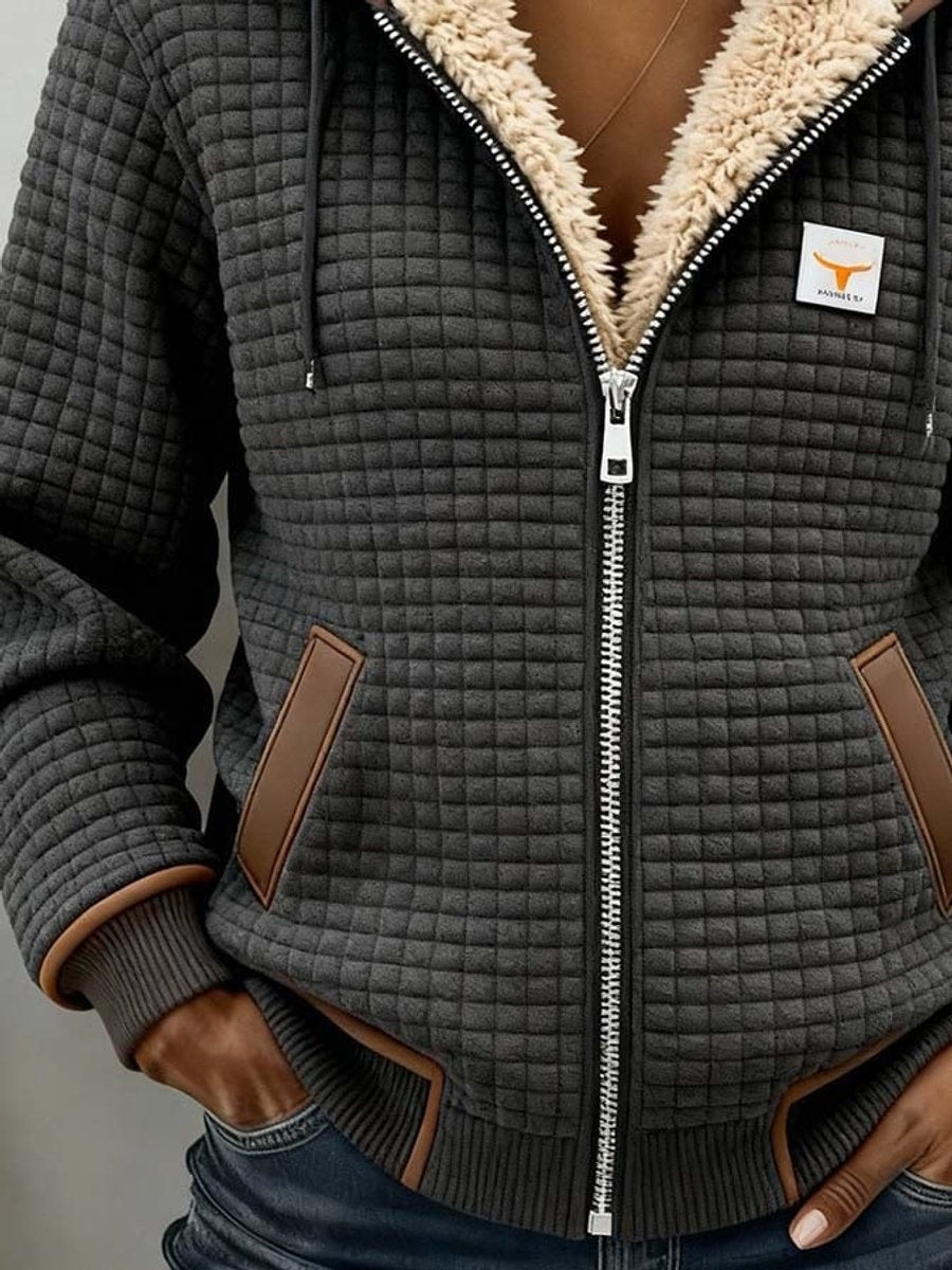 Eloise | Women's Sherpa Lined Quilted Jacket Hooded Zip Up