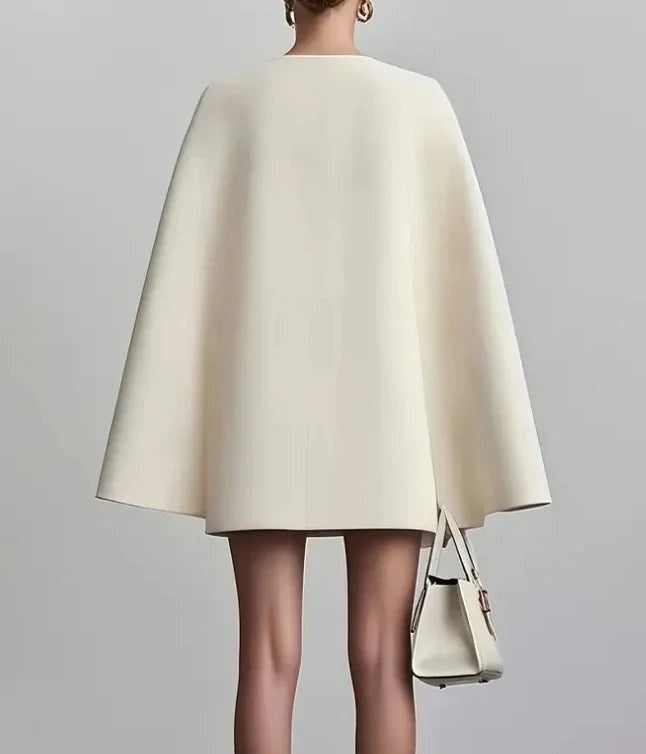 Phoebe | Women's Holiday Party Blazer Dress Cape Sleeve V Neck Double Breasted Mini