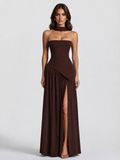 Aurora | Women's Draped Holiday Party Dress Corset Side Slit Maxi Evening Gown