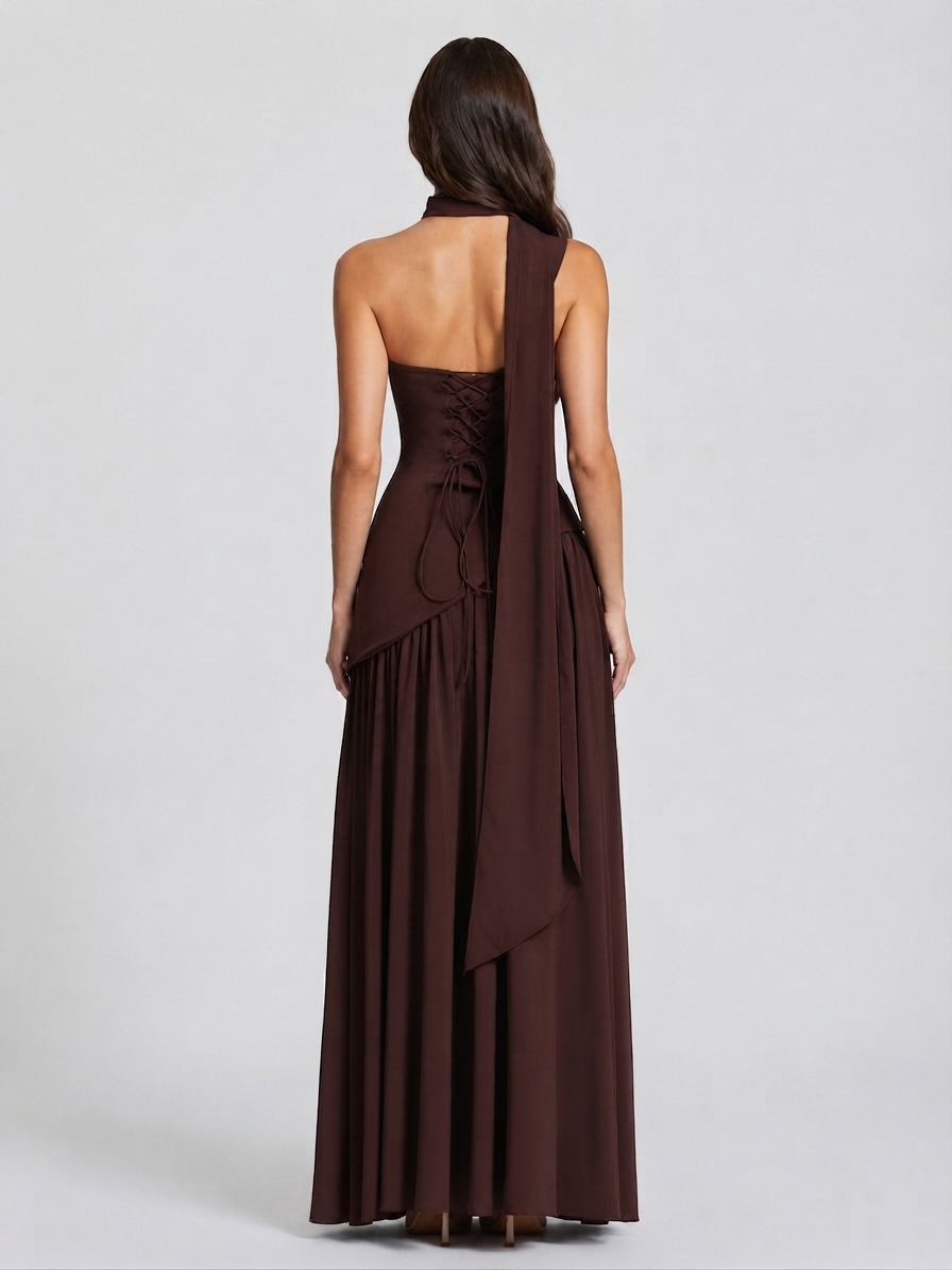 Aurora | Women's Draped Holiday Party Dress Corset Side Slit Maxi Evening Gown