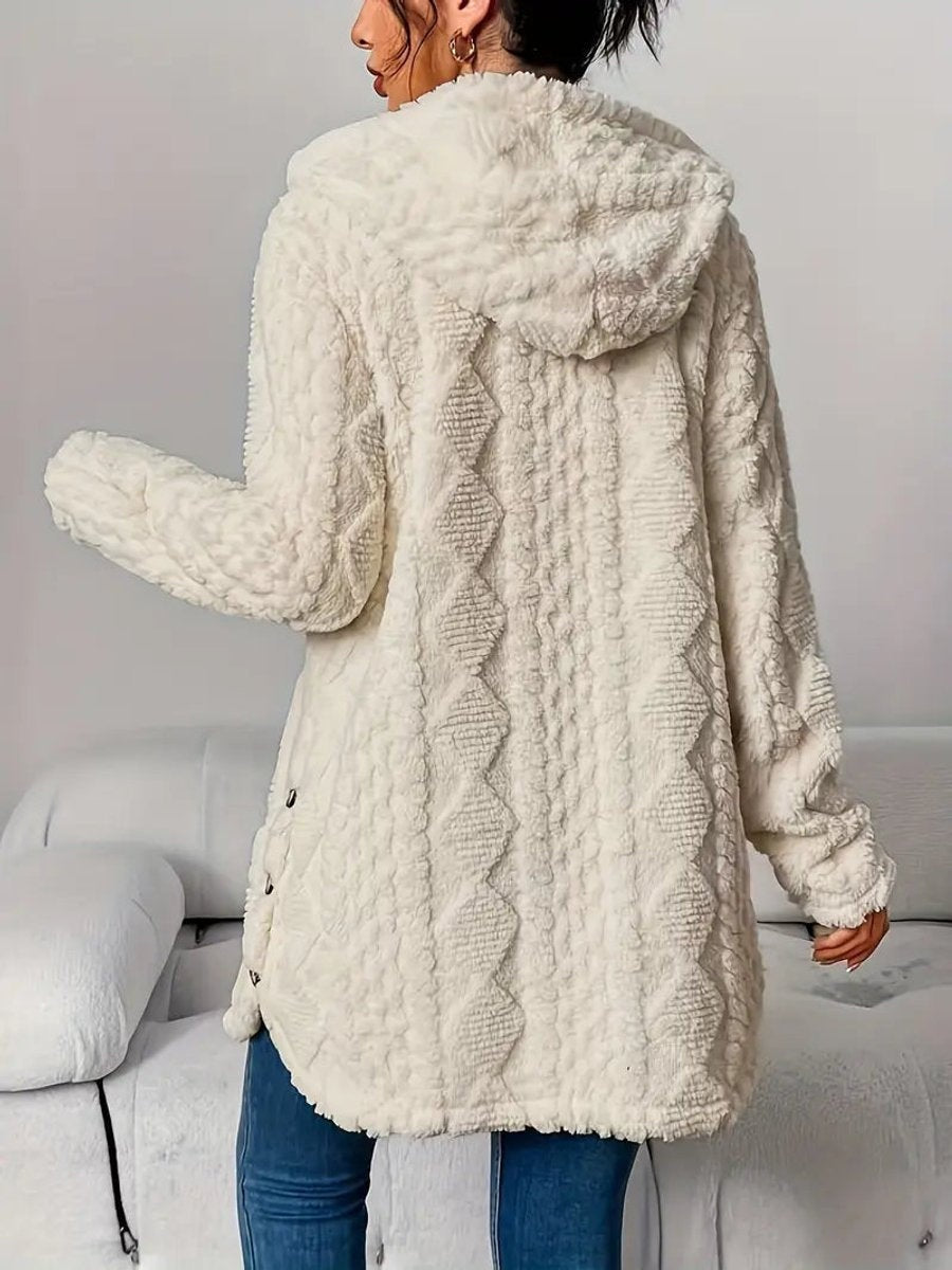 Lucy | Women's Oversized Hooded Fleece Jacket Button Up