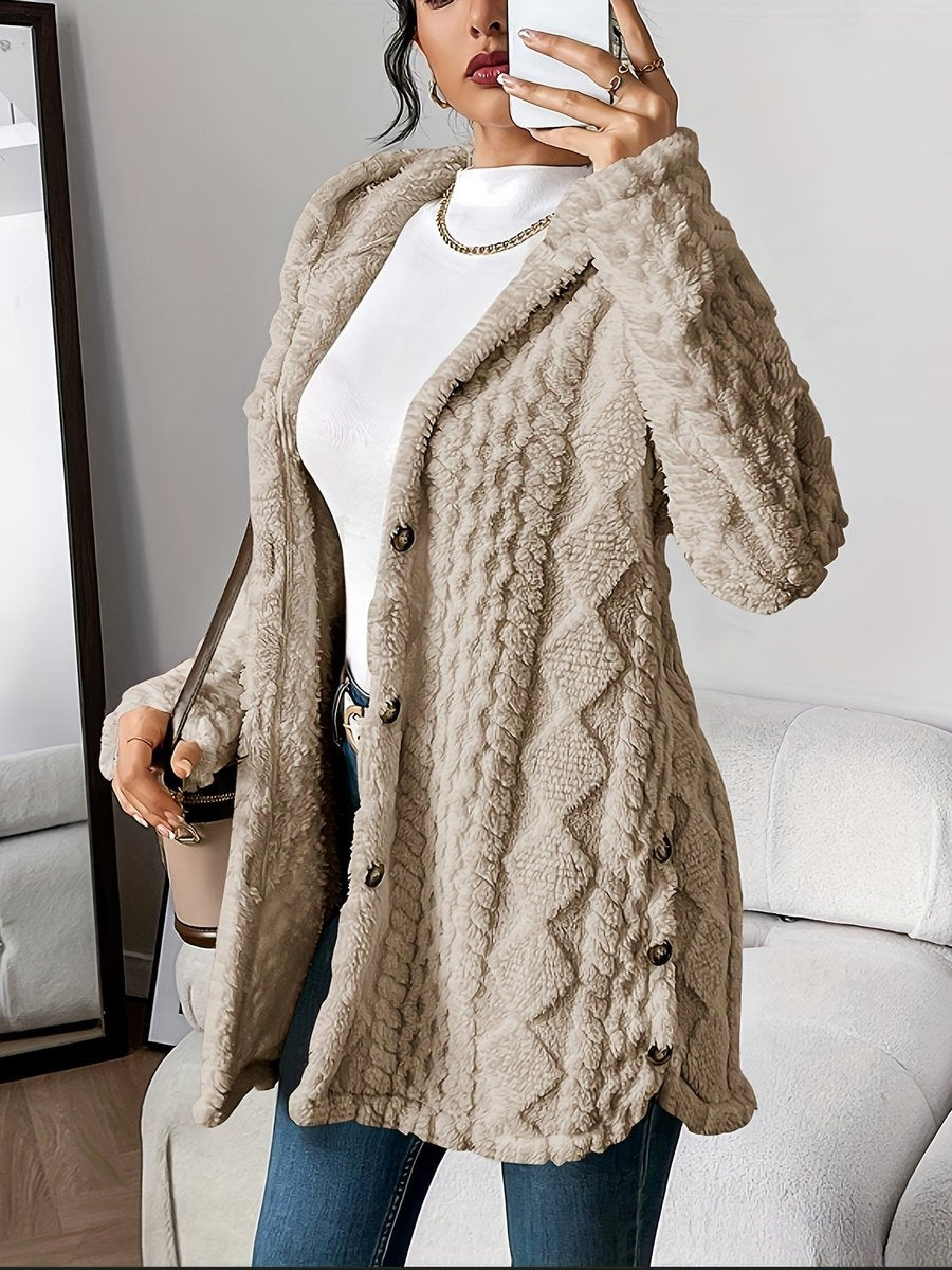 Lucy | Women's Oversized Hooded Fleece Jacket Button Up