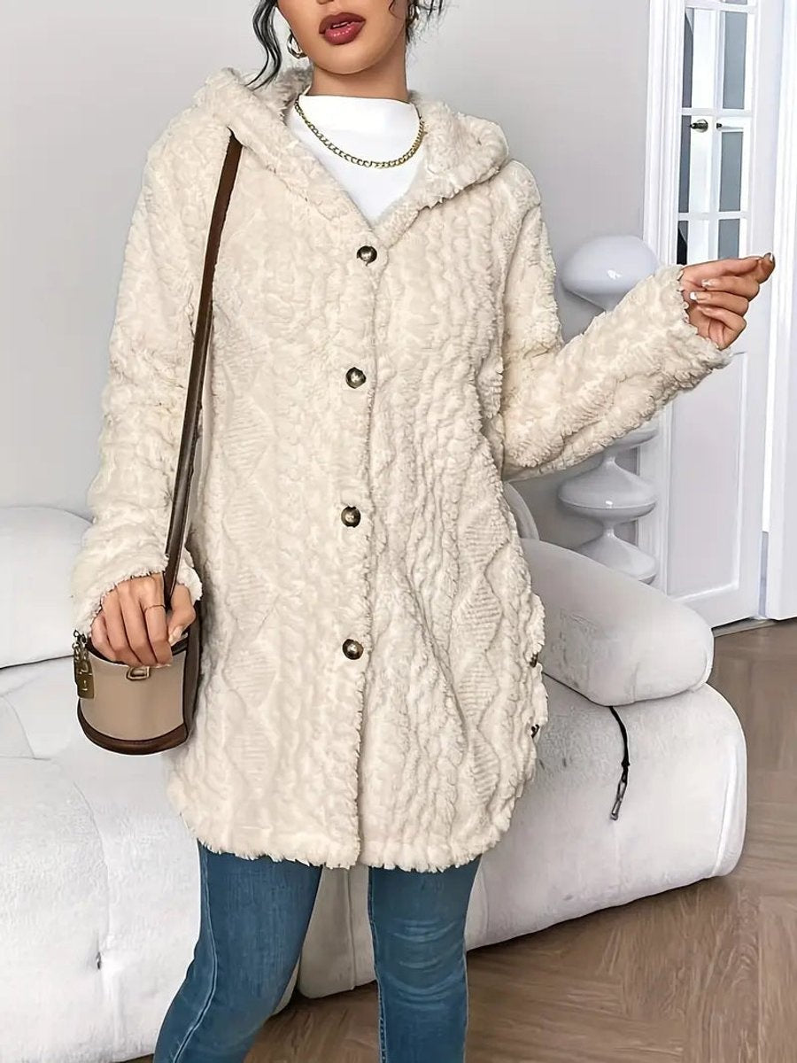 Lucy | Women's Oversized Hooded Fleece Jacket Button Up