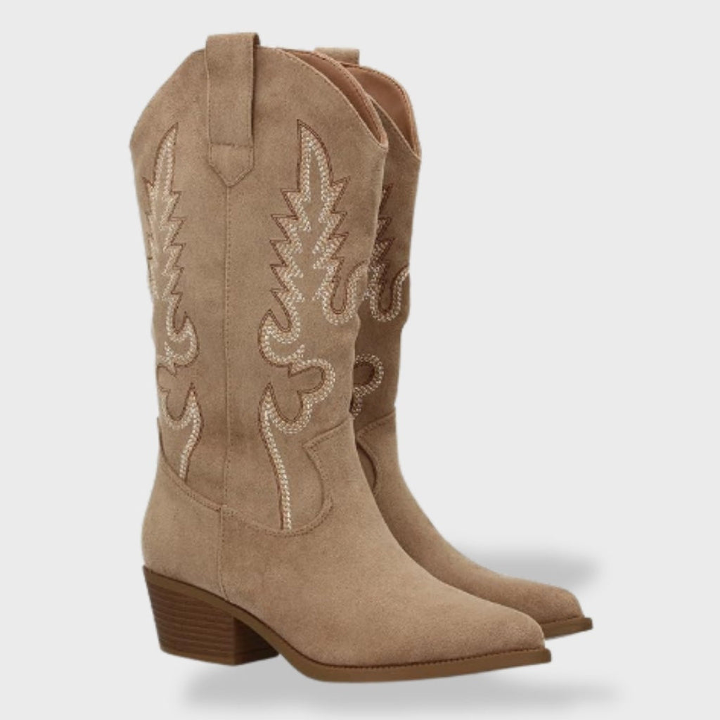 Melody | Women's Suede Tall Cowboy Boots Western Embroidery