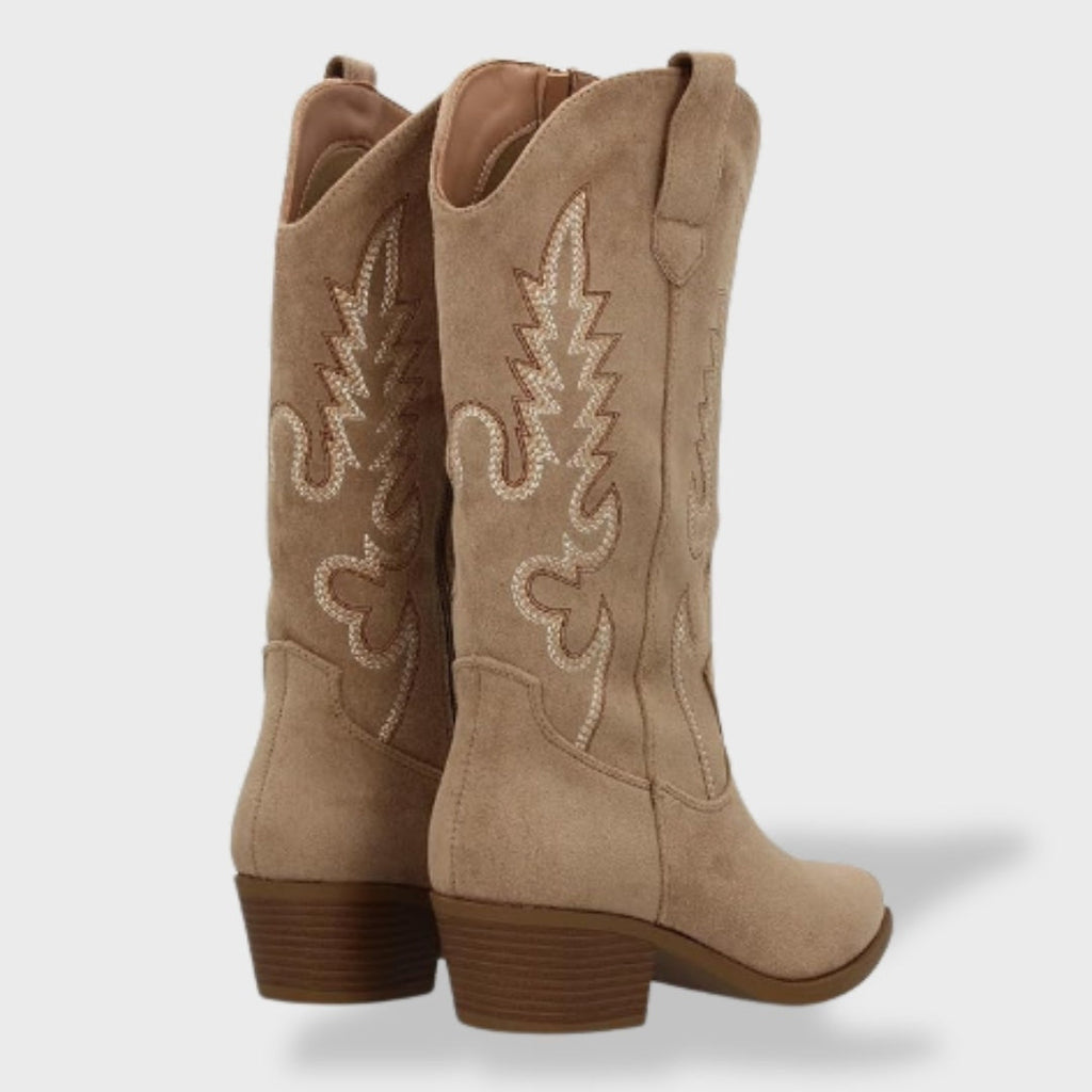Melody | Women's Suede Tall Cowboy Boots Western Embroidery