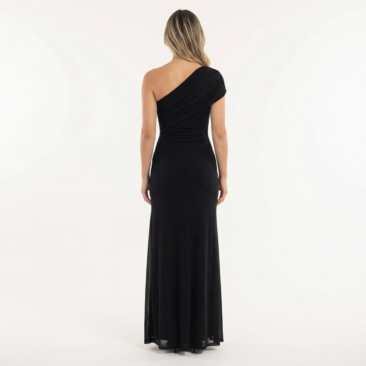 Josephine | Women's One Shoulder Formal Holiday Party Dress Long Ruched