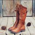 Adriana | Women's Tall Combat Boots Flat Lace Up