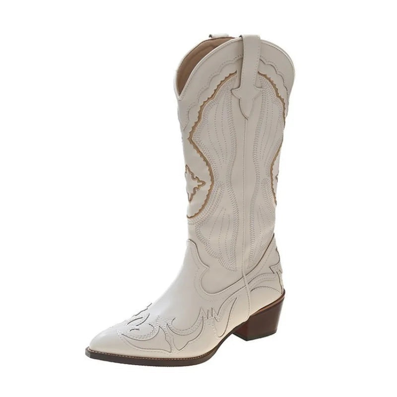 Adriana | Women's Embroidered Cowboy Boots Knee High Square Heel