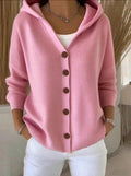 Claire | Women's Lightweight Hooded Sweater Knit Button Placket