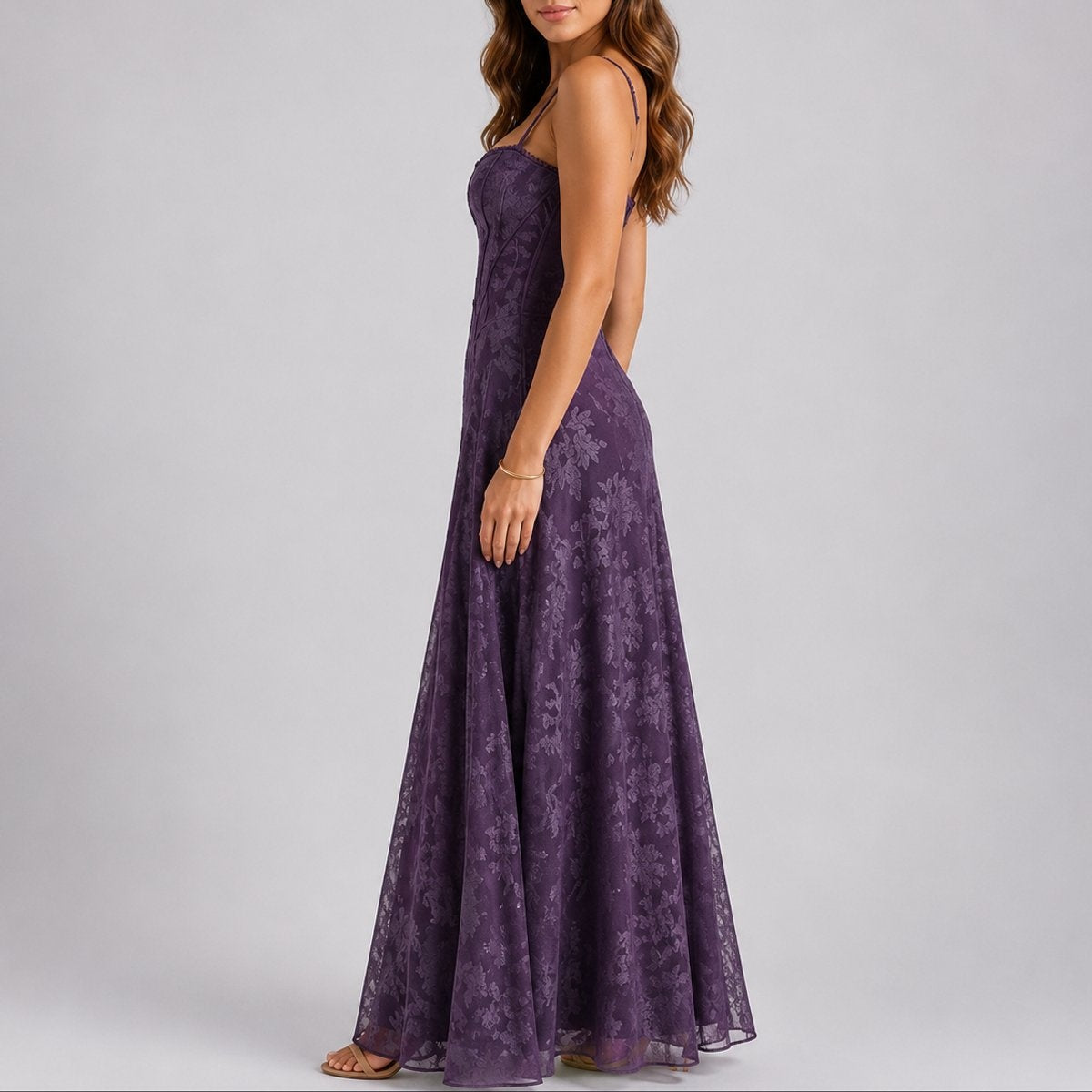 Harper | Women's Long Winter Formal Dress Corset Bodice Full Skirt