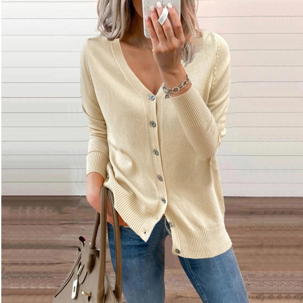 Madison | Women's Lightweight Cardigan Sweater V Neck Button Up Long Sleeve