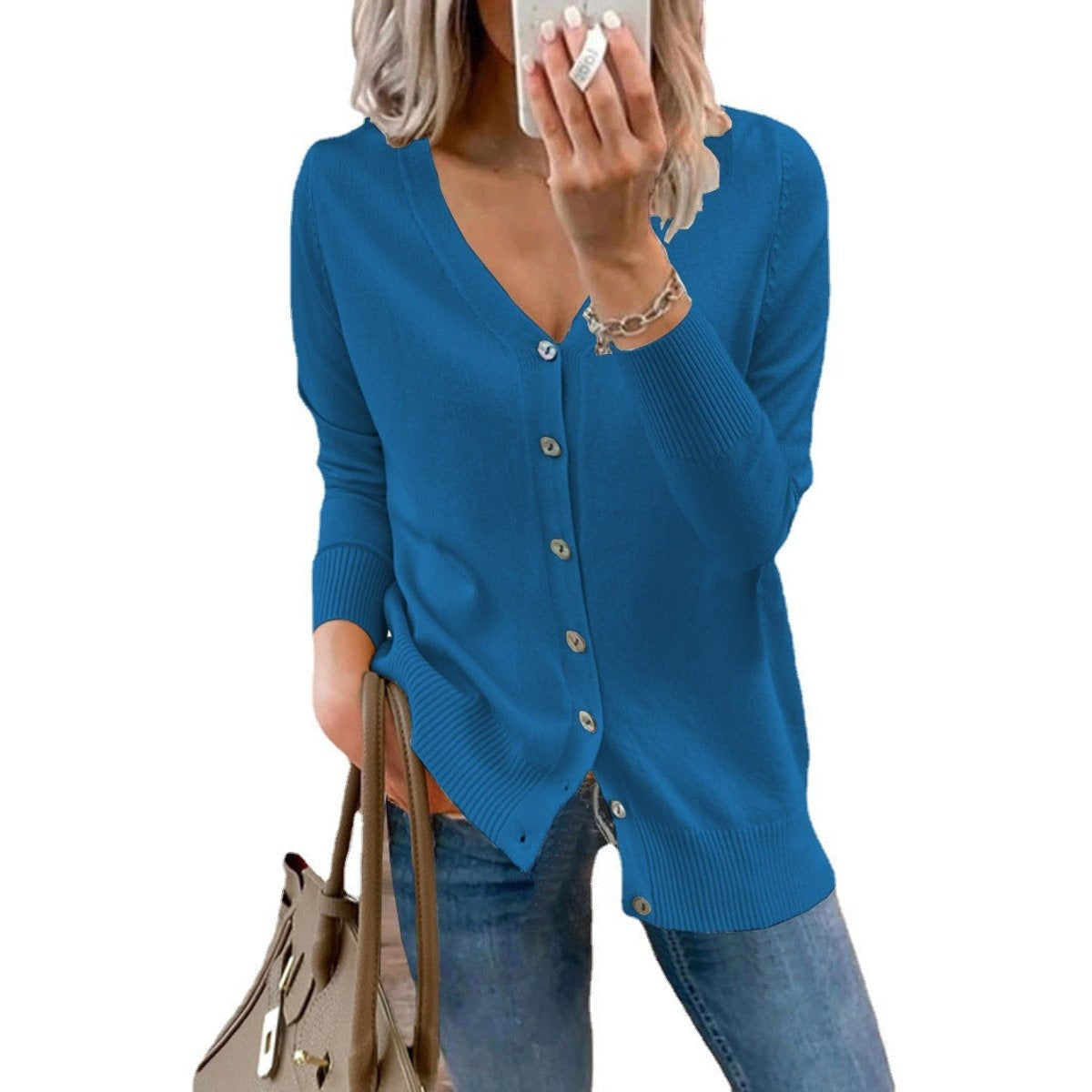 Madison | Women's Lightweight Cardigan Sweater V Neck Button Up Long Sleeve
