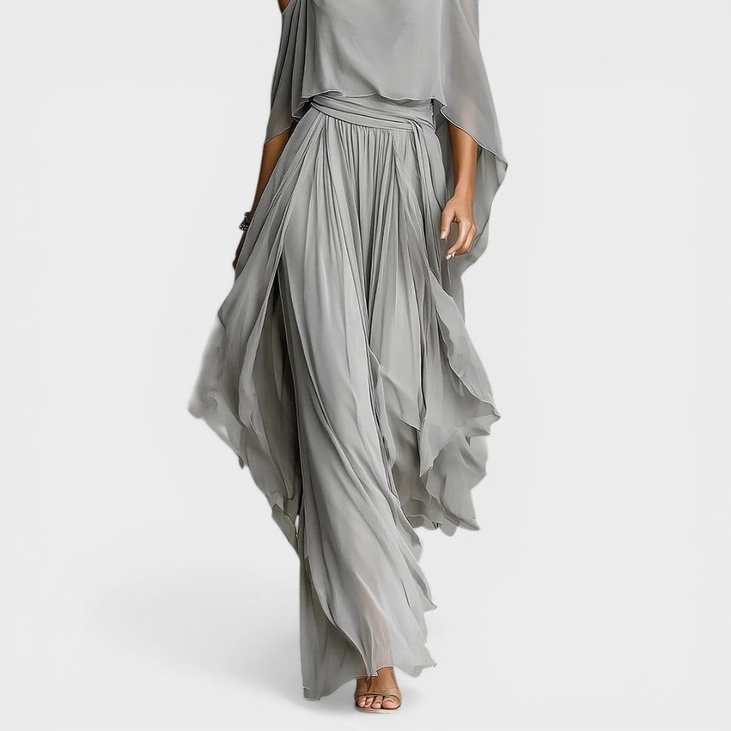 Margaret | Women's Off Shoulder Formal Holiday Party Dress Long Draped Evening