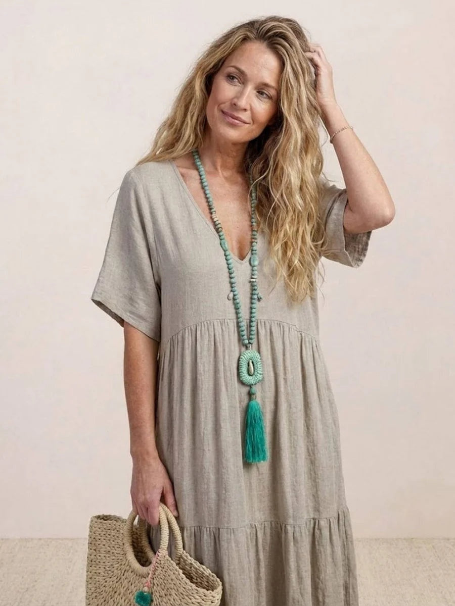Alexandra | Women's Long Holiday Party Dress V Neck Ruffle Maxi