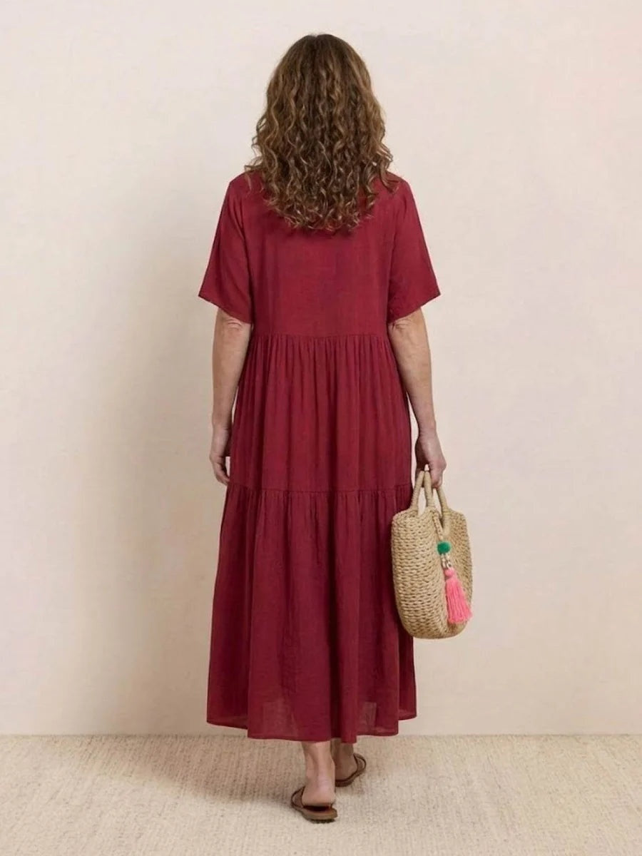 Alexandra | Women's Long Holiday Party Dress V Neck Ruffle Maxi