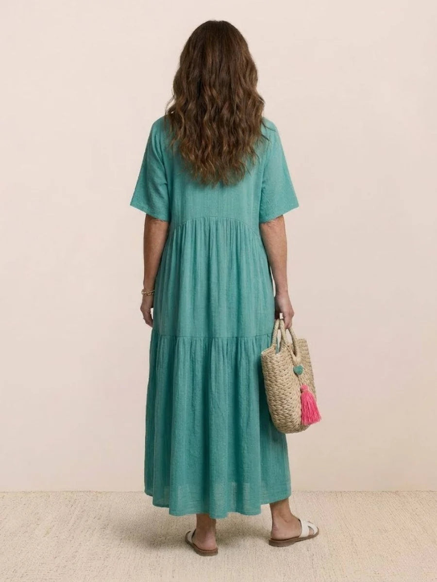Alexandra | Women's Long Holiday Party Dress V Neck Ruffle Maxi