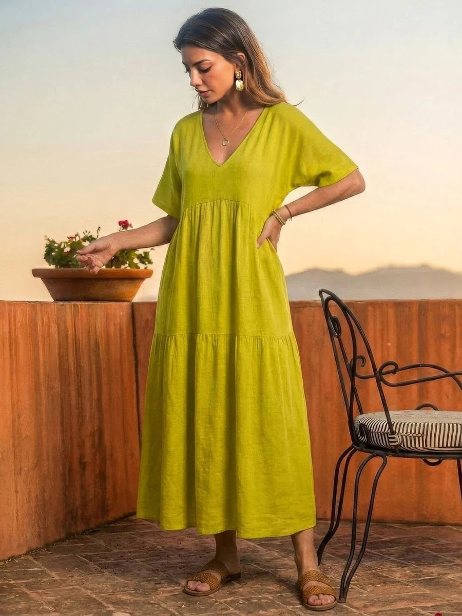 Alexandra | Women's Long Holiday Party Dress V Neck Ruffle Maxi