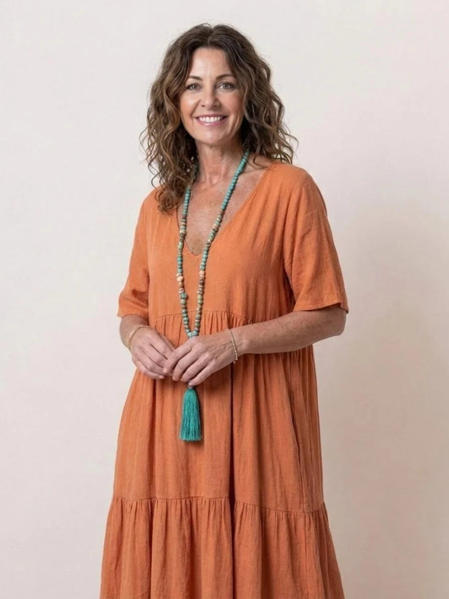 Alexandra | Women's Long Holiday Party Dress V Neck Ruffle Maxi