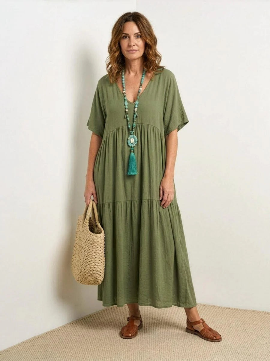 Alexandra | Women's Long Holiday Party Dress V Neck Ruffle Maxi