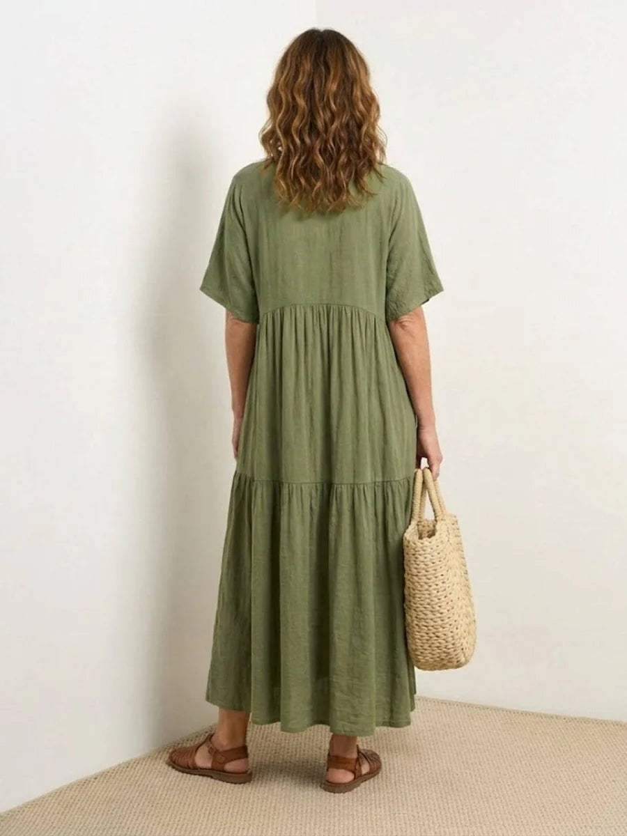 Alexandra | Women's Long Holiday Party Dress V Neck Ruffle Maxi