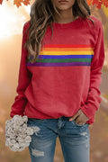 Thea | Women's Oversized Sweatshirt Rainbow Stripe Print