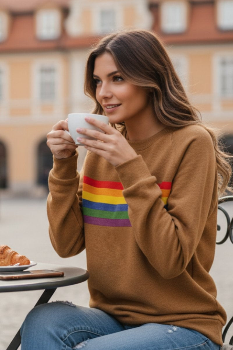 Thea | Women's Oversized Sweatshirt Rainbow Stripe Print