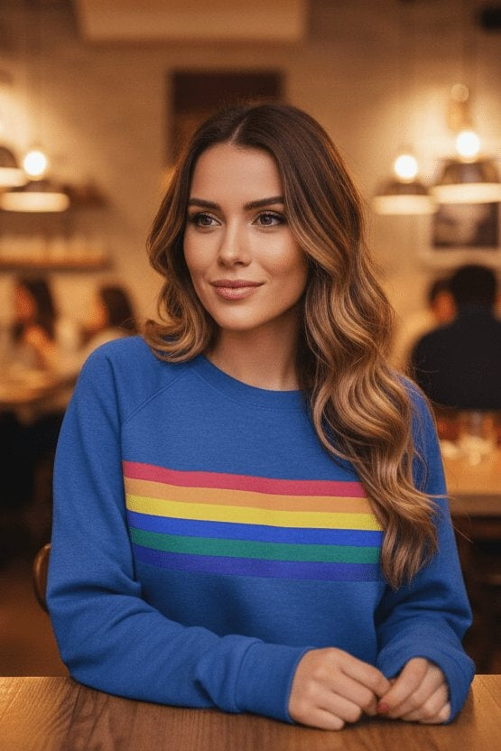 Thea | Women's Oversized Sweatshirt Rainbow Stripe Print